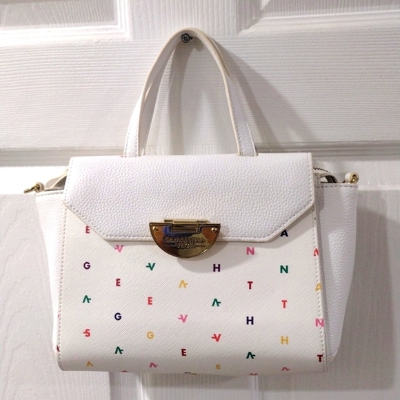 Samantha Vega White Leather 2 Ways Handbag Shoulder Bag Removable face - Picture 2 of 16